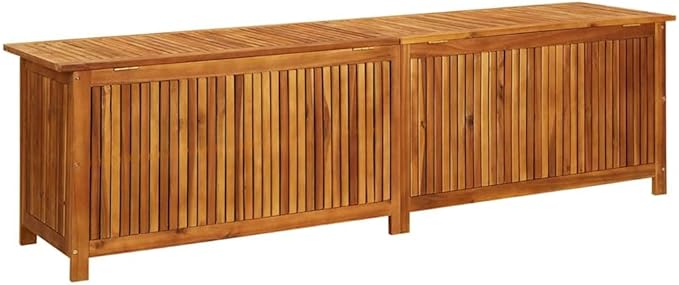 vidaXL Outdoor Storage Box, Deck Box with Gas-Lift Lid, Storage Chest with Water-Resistant Zippered Bag Inside, 78.7''x19.7''x22.8'', Solid Acacia Wood-VerdiqueGarden