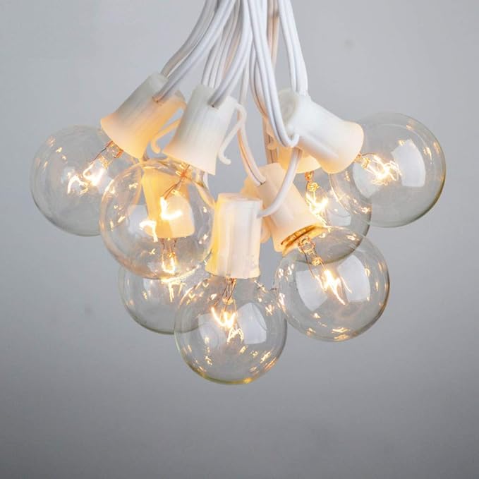 100Ft G40 Outdoor String Lights Patio Lights with 100 Edison Globe Bulbs, Connectable Outdoor String Lights Waterproof UL Listed for Indoor Porch Party Wedding Deck Balcony Wedding Party Decor- White-VerdiqueGarden