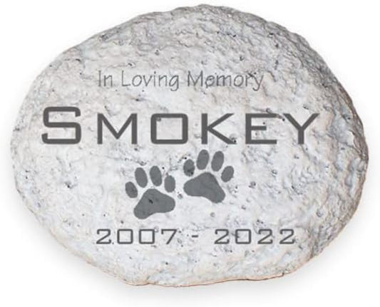 GiftsForYouNow Engraved in Loving Memory Pet Memorial Garden Stone, 4.75 Inch, Durable, Waterproof, Temporary Grave Marker, Dog Tombstone-VerdiqueGarden