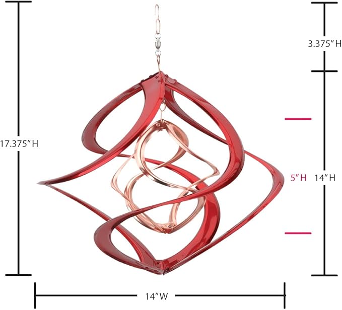 Red Carpet Studios 31092 Cosmix Wind Spinner Double Helix, 14-Inch, Red &Copper-VerdiqueGarden