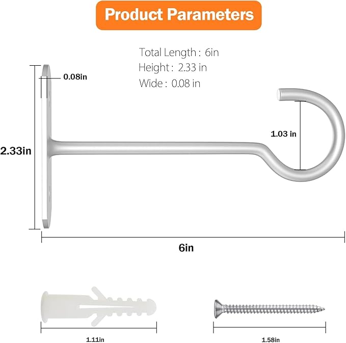 Plant Hook 6inch,Plant Hanger Shepherds Plant Bracket for Wall Hanging Wind Chimes Lanterns,Bird Feeder,Flower Basket,Home Decor Indoor & Outdoor 2 Pack-VerdiqueGarden