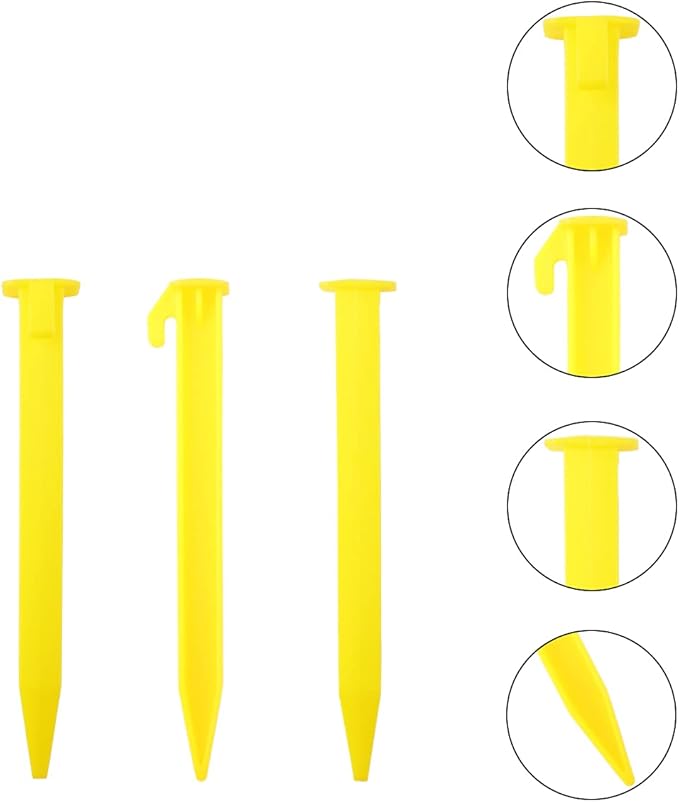 10-Pack Plastic Tent Stakes – 6-Inch Heavy Duty Canopy Anchoring Pegs for Camping, Gardening, Landscaping, Backpacking – Lightweight, Rust-Proof, Reusable Camping Stake-VerdiqueGarden