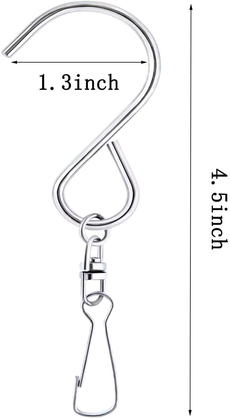 24 Pcs Swivel Clip Hanging Hooks, Stainless Steel 360 Degree Rotating Windsock Clips for Hanging Wind Chimes, Plants, Bird Feeder, Crystal, Birdcage-VerdiqueGarden