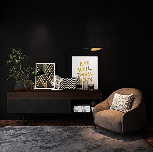 Dimoon 118''x23.6'' Black Peel and Stick Wallpaper Contact Paper Modern Self Adhesive Wall Paper Removable Renter Friendly Textured Solid Color Shelf Cabinet Vinyl Roll (118''x23.6'',Black)-VerdiqueGarden