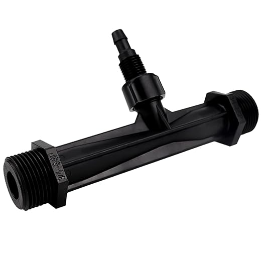 Fertilizer Injector Tube, Irrigation Venturi Fertilizer Injector 3/4Inch Agriculture Garden Fertilizer Mixer Injector Agriculture Tool Plastic (Black)-VerdiqueGarden