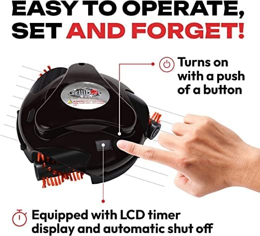 Grillbot Automatic Grill Cleaning Robot with Nylon Brushes, BBQ Grill Cleaner, Grill Brush, Grill Scraper, BBQ Accessories (Black Grillbot)-VerdiqueGarden