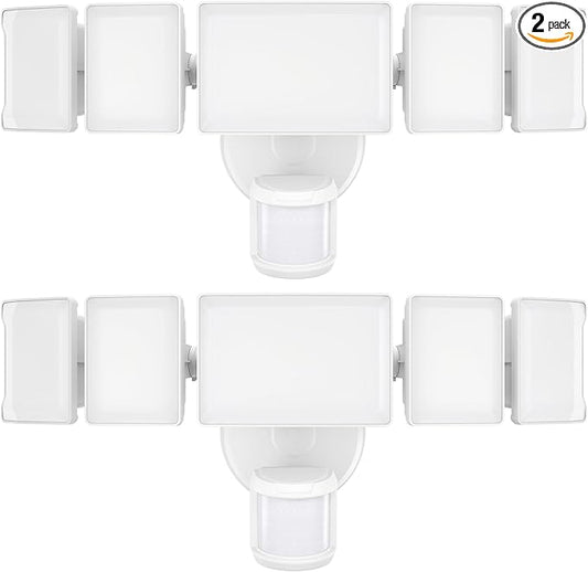 Olafus 100W Motion Sensor Outdoor Lights, 10000LM 2 Pack Motion Sensor Flood Light, Dusk to Dawn Outdoor Lighting, IP65 Waterproof Motion Detector Lights for Outside, White-VerdiqueGarden
