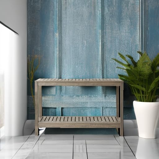 Cambridge Casual Solid Wood West Lake Outdoor Console Table – Weathered Gray Finish – Durable and Stylish Accent Plant Table for Patio, Deck, Porch, Garden, and Outdoor Spaces-VerdiqueGarden