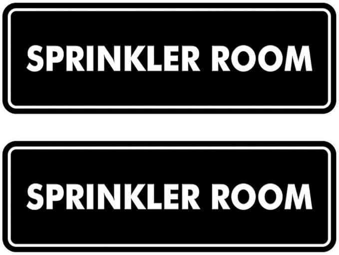Signs ByLITA Standard Sprinkler Room Sign (Black) - Medium 2 Pack-VerdiqueGarden