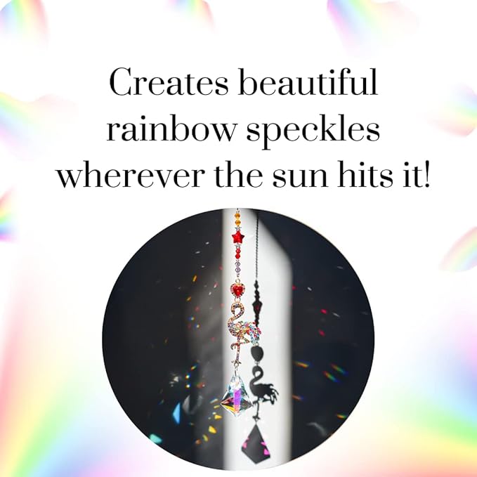 Flamingo Colorful Crystal Rhinestones Suncatcher Window Hang Pendant, Hanging Crystals for Windows,Christmas Tree,Wedding Decor-VerdiqueGarden
