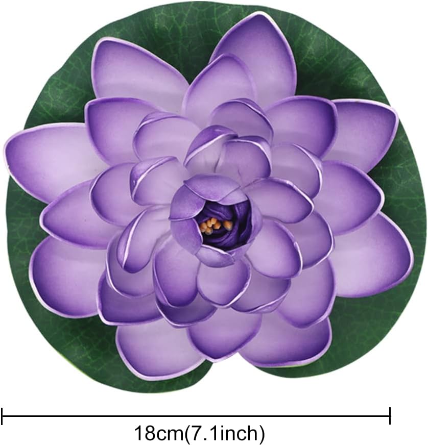 FZBNSRKO Artificial Lotus,4PCS 7.1" Inch Floating Foam Lotus Flowers for Pool,Realistic Water Lily Pads for Home Outdoor Patio Pond Wedding Party Decorations,Blue-VerdiqueGarden