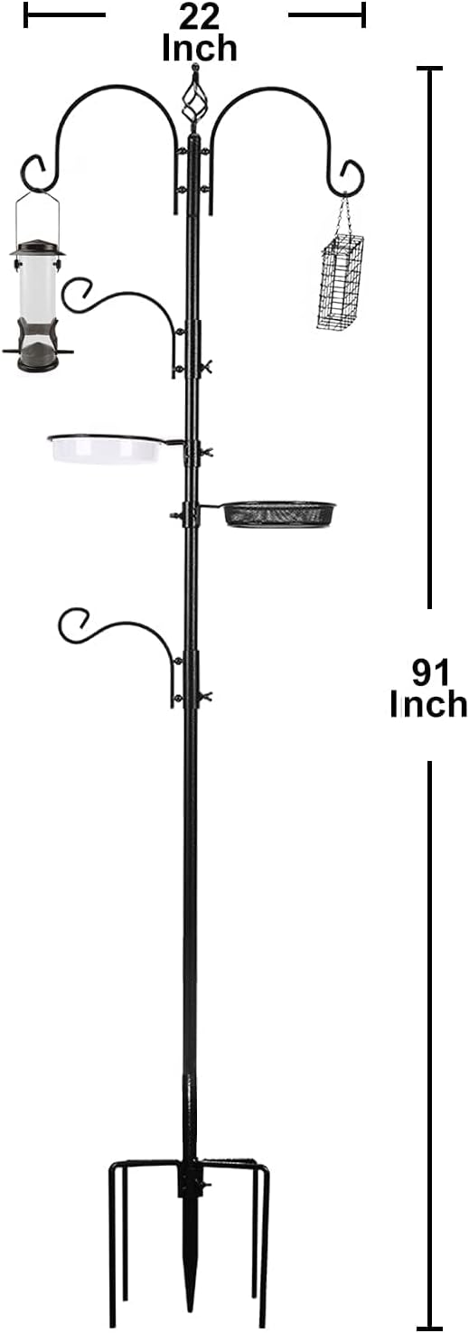 ERYTLLY Bird Feeding Station Kit Bird Feeder Pole Wild Bird Feeder Hanging Kit Planter Hanger Multi Feeder Hanging with Metal Suet Feeder Bird Bath for Attracting Wild Birds-VerdiqueGarden