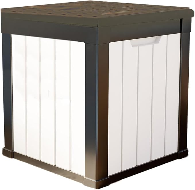 48 Gallon Outdoor Storage Box, Waterproof Resin Deck Box for Patio, Pool, and Garden, Lockable Bin for Cushions, Tools, and Accessories, UV-Resistant, White-VerdiqueGarden