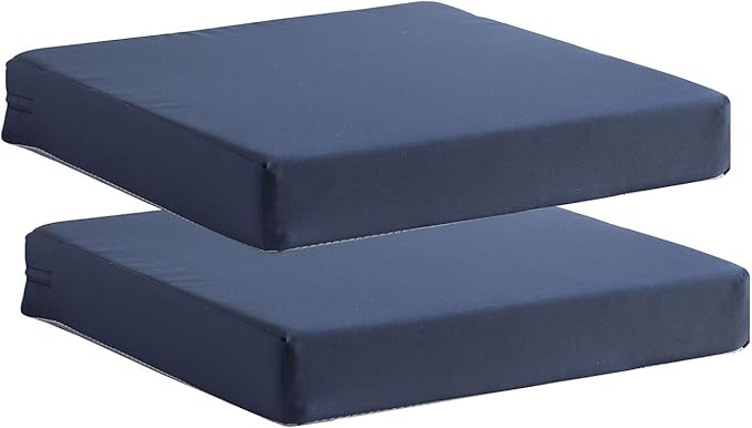 Patio Chair Cushions Set of 2 Non Slip Bottom Chair Pad with Ties Waterproof Square Outdoor Seat Cushion Replacement for Garden Swing Furniture 20x20 Inch, Navy Blue-VerdiqueGarden