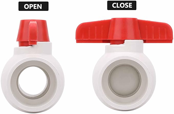 2Pcs 1-1/4" PVC Ball Valve Water Pipe Shut-off Valve Socket with Red T-Handle for Cold Water Supply lines, Irrigation Pipe fitting System(Socket x Socket), Schedule 40-VerdiqueGarden