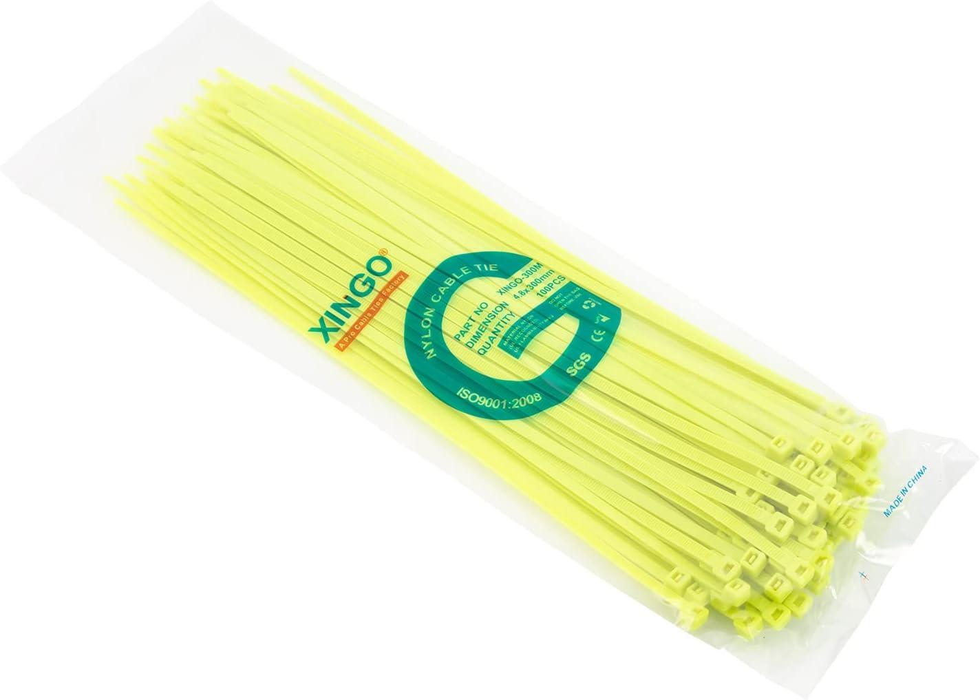 XINGO 100PCS Cable Zip Ties Heavy Duty, Premium Nylon Plastic Wire Ties with 50 Pounds Tensile Strength, Self-Locking Black Nylon Zip Ties for Indoor and Outdoor (12 inch, Apple Green)-VerdiqueGarden