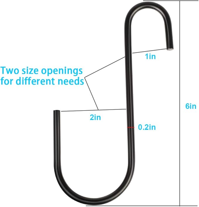 Vindar 3 Pack 6 Inches Bird Feeder Hook Heavy Duty Big S Hooks Hangers for Kitchen, Office, Wind Chimes, Lanterns, Gardening Tools, Hummingbirds Feeders, Bird House, Lanterns-VerdiqueGarden