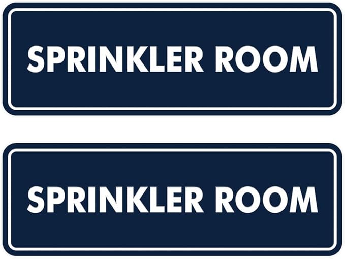 Signs ByLITA Standard Sprinkler Room Sign (Navy Blue/White) - Medium 2 Pack-VerdiqueGarden