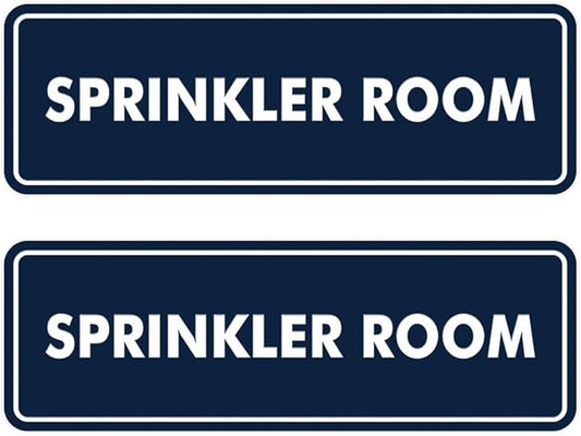 Signs ByLITA Standard Sprinkler Room Sign (Navy Blue/White) - Medium 2 Pack-VerdiqueGarden