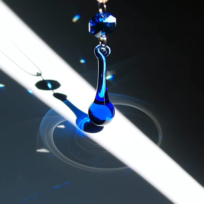 12pcs Raindrop Crystal Chandelier Prisms Parts, 53mm Hanging Crystals Beads for Chandeliers, Home Decoration (Mid Blue)-VerdiqueGarden