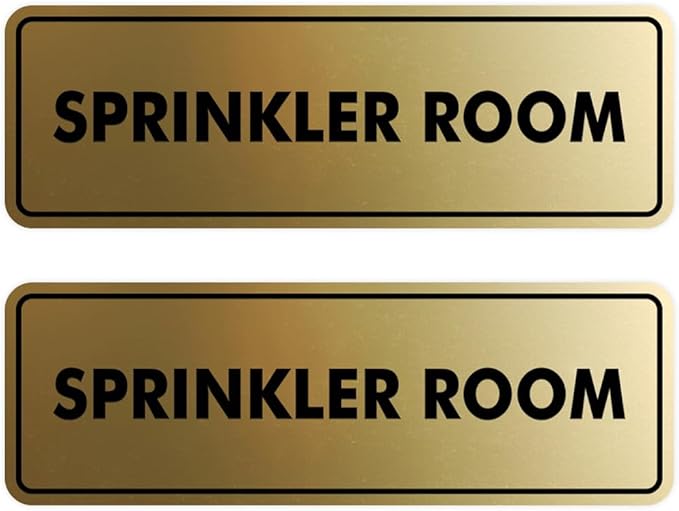 Signs ByLITA Standard Sprinkler Room Sign (Brushed Gold) - Medium 2 Pack-VerdiqueGarden