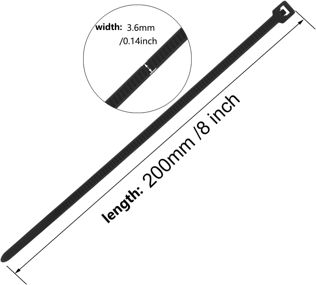 8 Inch Black Zip Tie 1000 PCS, 40 Lbs - Small to Medium Zip Tie, Nylon PA66 UV Resistant Cable Tie Heavy Duty for Indoor and Outdoor Use - Ideal for bundling and securing objects-VerdiqueGarden