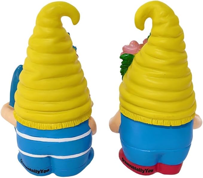Spring & Summer-Themed Garden Statues – Adorable Outdoor Decor for Lawn, Patio & Porch (Tropical Beach Gnome Duo Figurine Set, Cute 6" Summer Decoration Garden Statue)-VerdiqueGarden