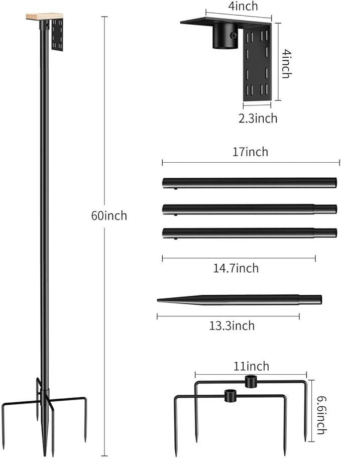 Bird Feeder Pole Stand – 60 Inch Height Feeding Station with 1-Inch Dia Heavy Duty for Hanging Feeders, Bird House Pole Mount Kit for Outdoor, Slip-Fit Connection-VerdiqueGarden