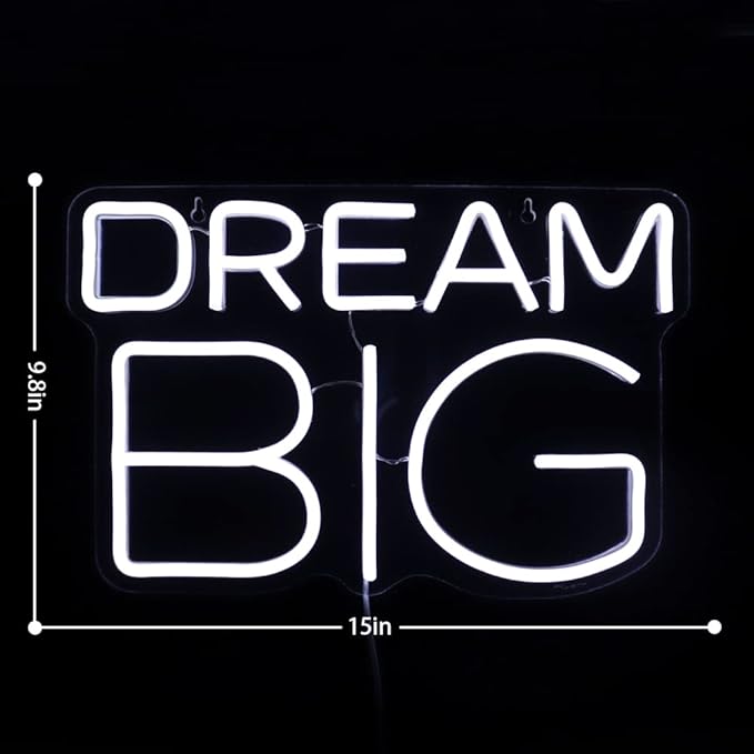 Dream-Big Neon Sign For Wall Decor In Bedroom or Bar,Dream Led Neon Sign For Birthday Gifts,Festivals Decoration,Party Sign Hang on Wall 15 * 9.8inches-VerdiqueGarden