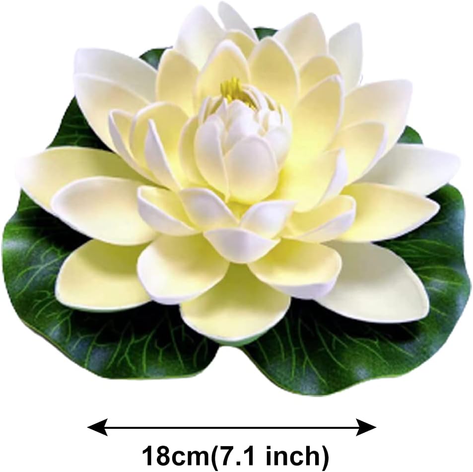 FZBNSRKO Artificial Lotus,4PCS 7.1" Inch Floating Foam Lotus Flowers for Pool,Realistic Water Lily Pads for Home Outdoor Patio Pond Wedding Party Decorations,Milky White-VerdiqueGarden