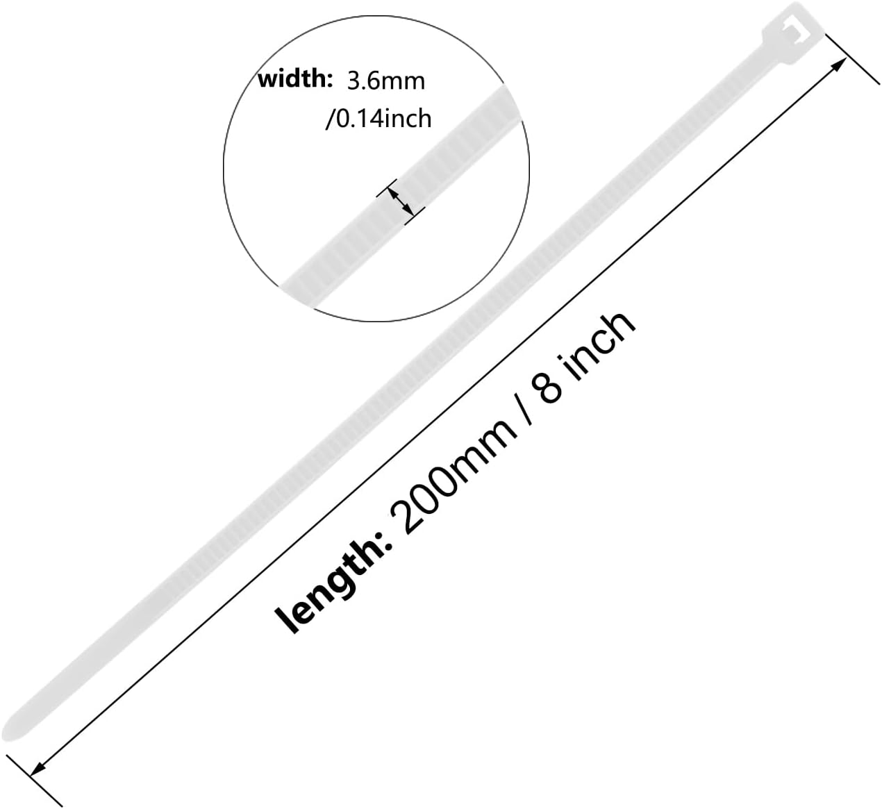 8 Inch White Zip Tie 1000 PCS, 40 Lbs - Small to Medium Zip Tie, Nylon PA66 UV Resistant Cable Tie Heavy Duty for Indoor and Outdoor Use - Ideal for bundling and securing objects-VerdiqueGarden