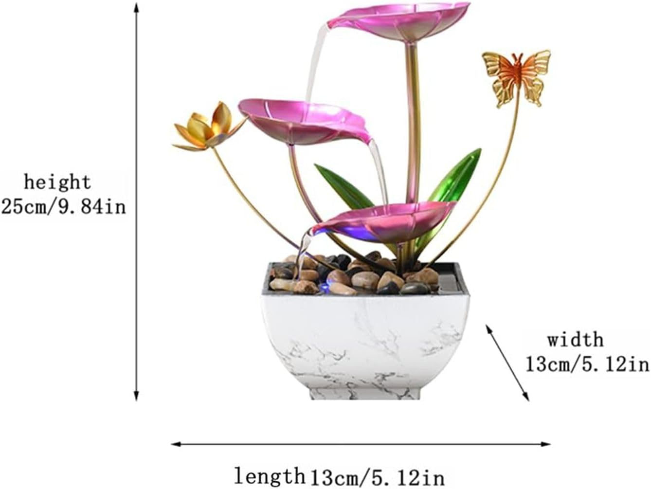 Pink Tabletop Water Fountain, USB Desktop Sleep Waterfall, Women Office Decor, Zen Garden for Desk-VerdiqueGarden