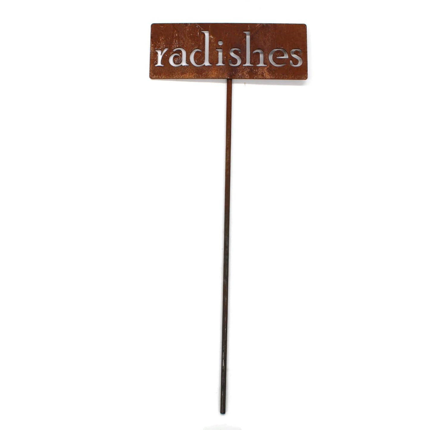 Classic Metal Garden Markers 19 Inches Tall (radishes, Naturally Rusted)-VerdiqueGarden