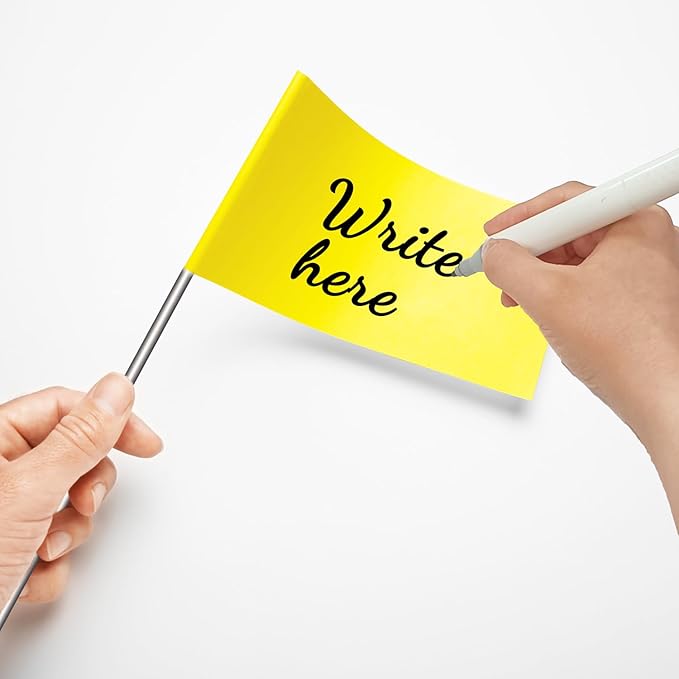 Zozen 100Pack Yellow Marking Flags, Writable/15x4x5 Inch, Yard Flags for Lawn & Irrigation & Landscape & Sprinkler & Survey & Dog Training.-VerdiqueGarden