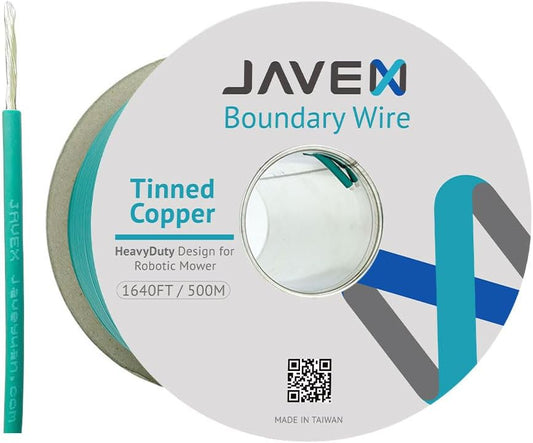 JAVEX Robotic Mower Boundary Wire Cable- Tinned Copper Heavy Duty Universal for Gardena, Husqvarvna, Worx & Other Lawn Auto-Mower Brands Installation Kit [3.4mm, 24x0.25mm] Green, 500M/1640ft-VerdiqueGarden