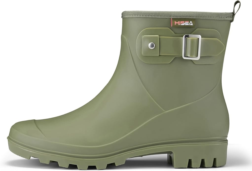 HISEA Women's Ankle Rain Boots Waterproof, Fashion Short Garden Shoes Anti-slip for Women with Comfortable Insole-VerdiqueGarden