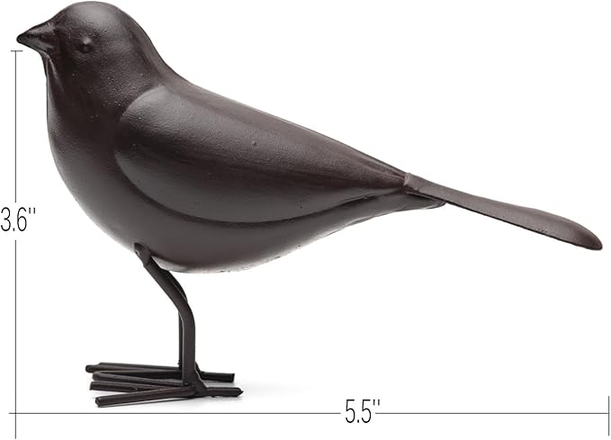 Decorative Small Nostalgia Style Cute Bird Art Iron Sculpture Figurine Home & Office & Garden Decoration, Rust/Brown (American Robin)-VerdiqueGarden