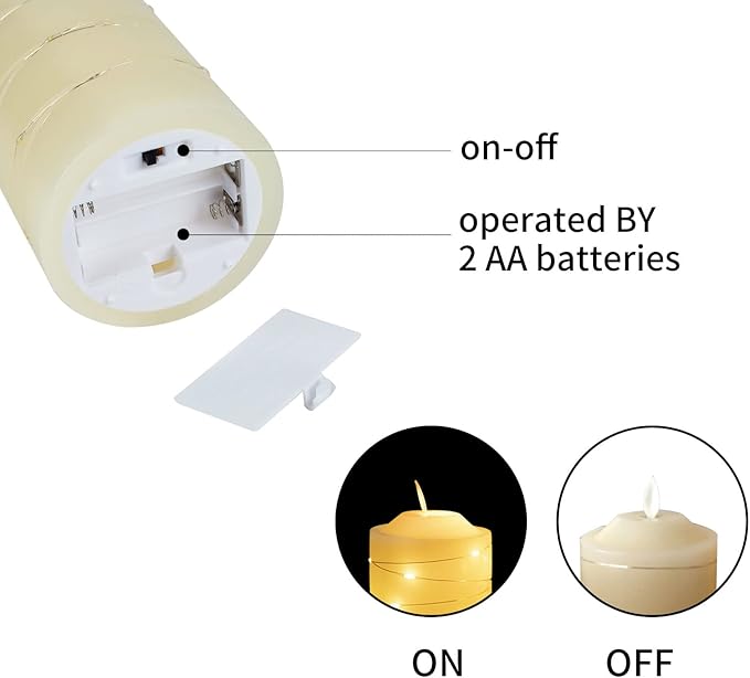 Battery Operated Flameless LED Candles: with Embedded String Lights, 3 Pack Flickering Electric Candle with 10-Key Remote Control for Seasonal Festival Celebration Real Wax(Batteries not Included)-VerdiqueGarden
