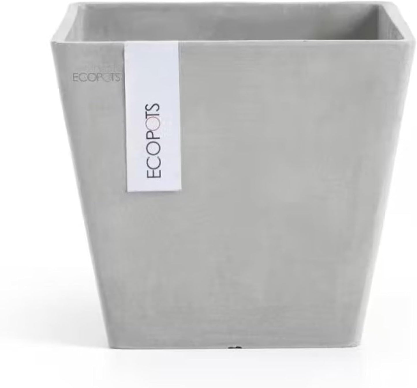 Ecopots Rotterdam Durable Modern Square Indoor/Outdoor Recycled-Based Composite Flower Planter, White Grey, 8"-VerdiqueGarden