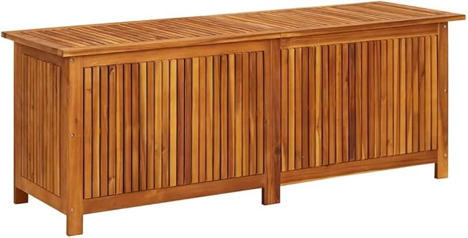 vidaXL Outdoor Storage Box, Deck Box with Gas-Lift Lid, Storage Chest with Water-Resistant Zippered Bag Inside, 59.1''x19.7''x22.8'', Solid Acacia Wood-VerdiqueGarden
