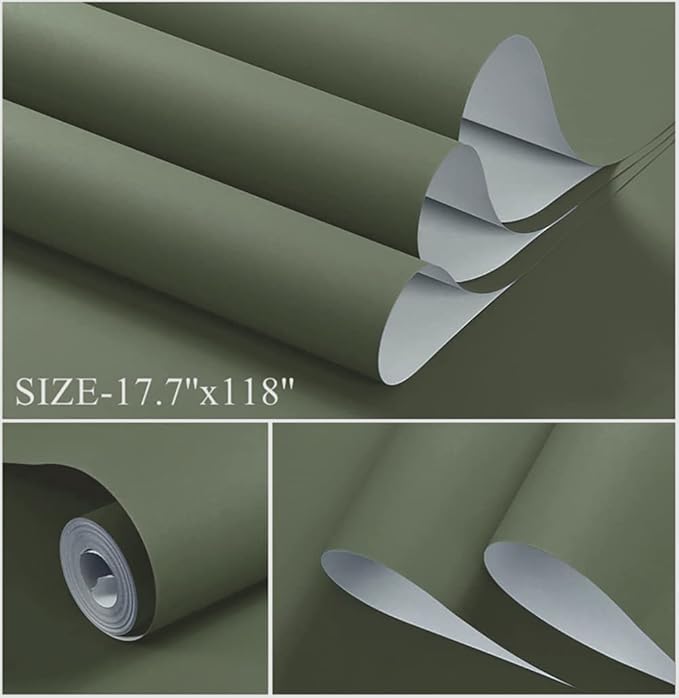 Dimoon 236''x17.7'' Green Peel and Stick Wallpaper Contact Paper Modern Self Adhesive Wall Paper Removable Renter Friendly Textured Solid Color Shelf Cabinet Vinyl Roll (236''x17.7'',Leaf Green)-VerdiqueGarden