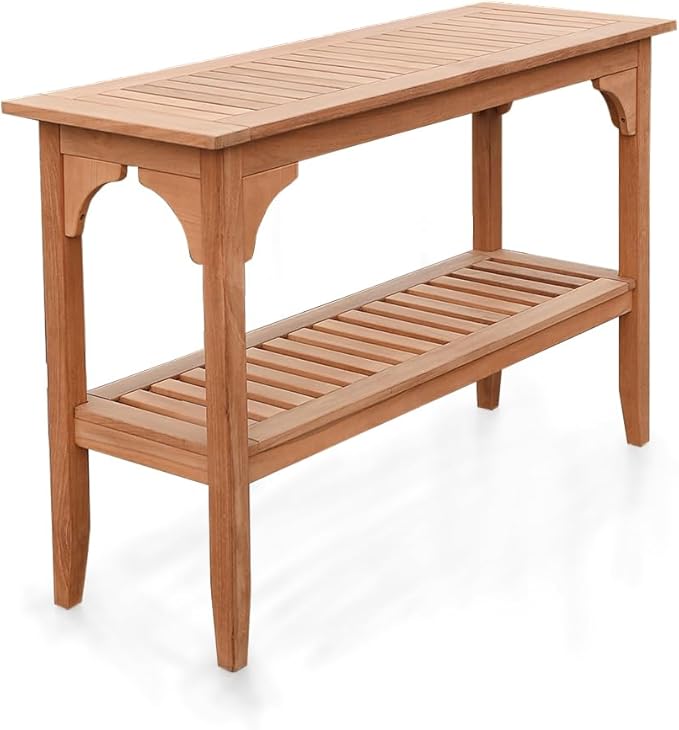 Cambridge Casual Indonesian Teak Auburn Outdoor Console Table, Natural-VerdiqueGarden