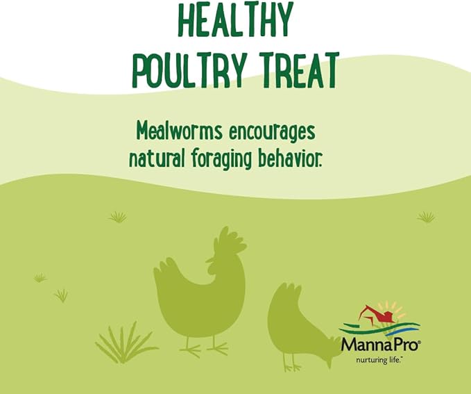 Manna Pro Farmhouse Favorites Mealworms Poultry Treat - Protein Treat for Chicken - Poultry, Turkey, Ducks, Geese, and Guinea Fowl Treat - Contains 50% Protein - 100% Natural Poultry Snack - 2lbs-VerdiqueGarden