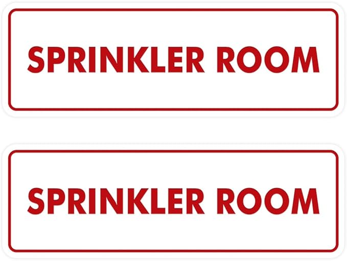 Signs ByLITA Standard Sprinkler Room Sign (White/Red) - Large 2 Pack-VerdiqueGarden