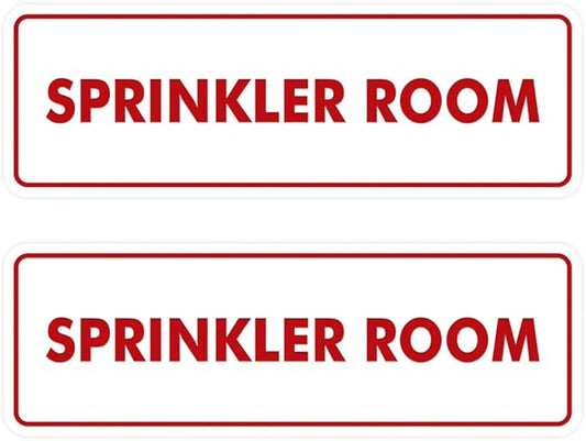Signs ByLITA Standard Sprinkler Room Sign (White/Red) - Small 2 Pack-VerdiqueGarden
