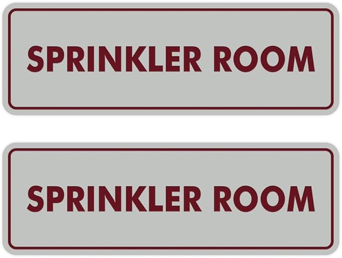 Signs ByLITA Standard Sprinkler Room Sign (Light Grey/Burgundy) - Small 2 Pack-VerdiqueGarden