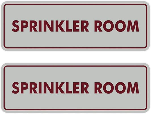 Signs ByLITA Standard Sprinkler Room Sign (Light Grey/Burgundy) - Medium 2 Pack-VerdiqueGarden