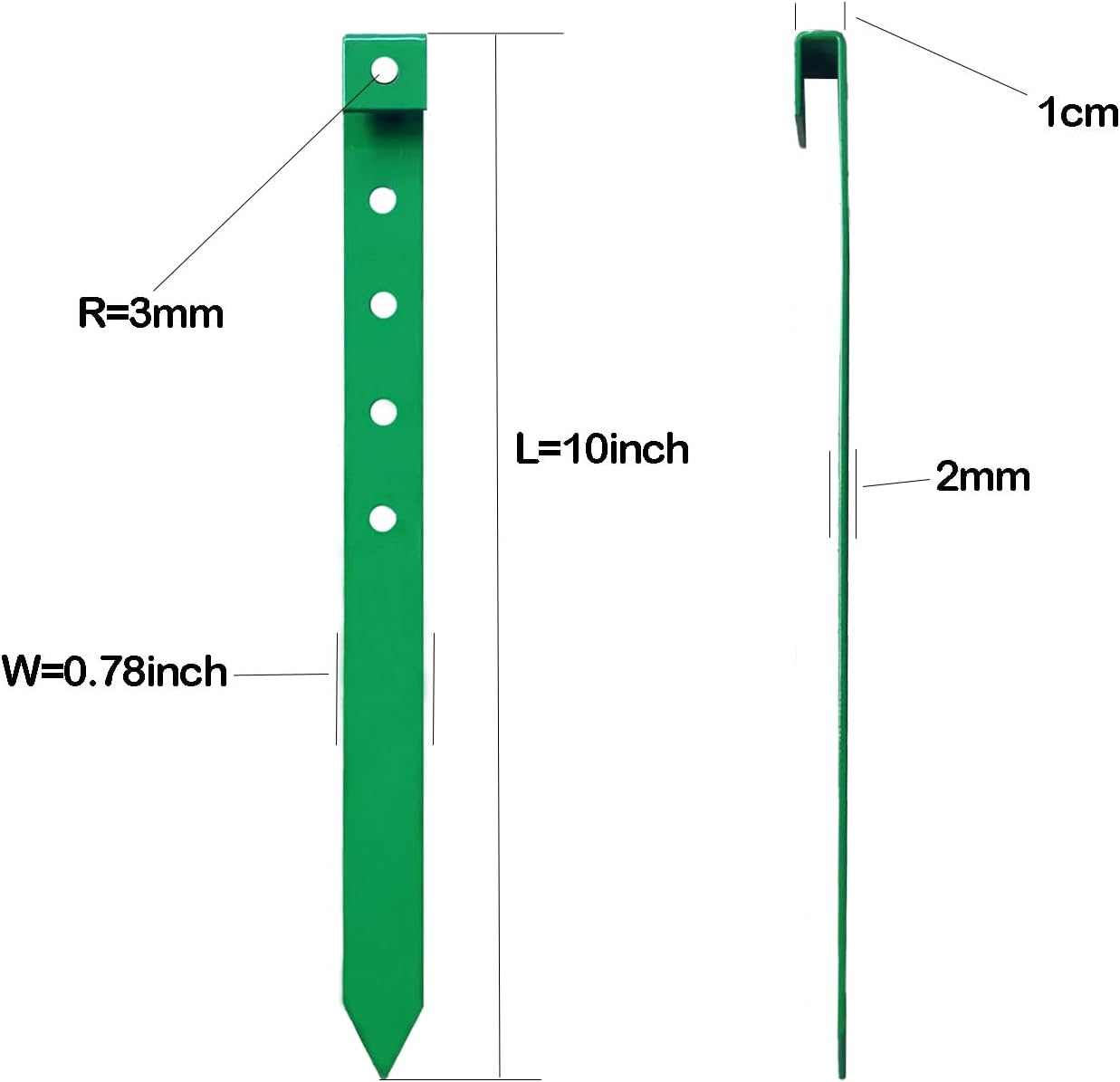 60Pcs Metal Garden Landscape Edging Stakes, Green,10in anchoring Stakes Landscape Anchoring Spikes for Terrace Board,Garden Liner, Landscape Edging Coil,Bender Board,Grass Barrier-VerdiqueGarden