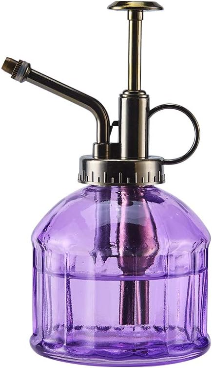 Glass Plant Mister Spray Bottle, Vintage Plant Spritzer Sprayer Mister, Succulent Watering Bottle with Top Pump, Small Glass Watering Can for Indoor Outdoor Houseplant - Purple-VerdiqueGarden