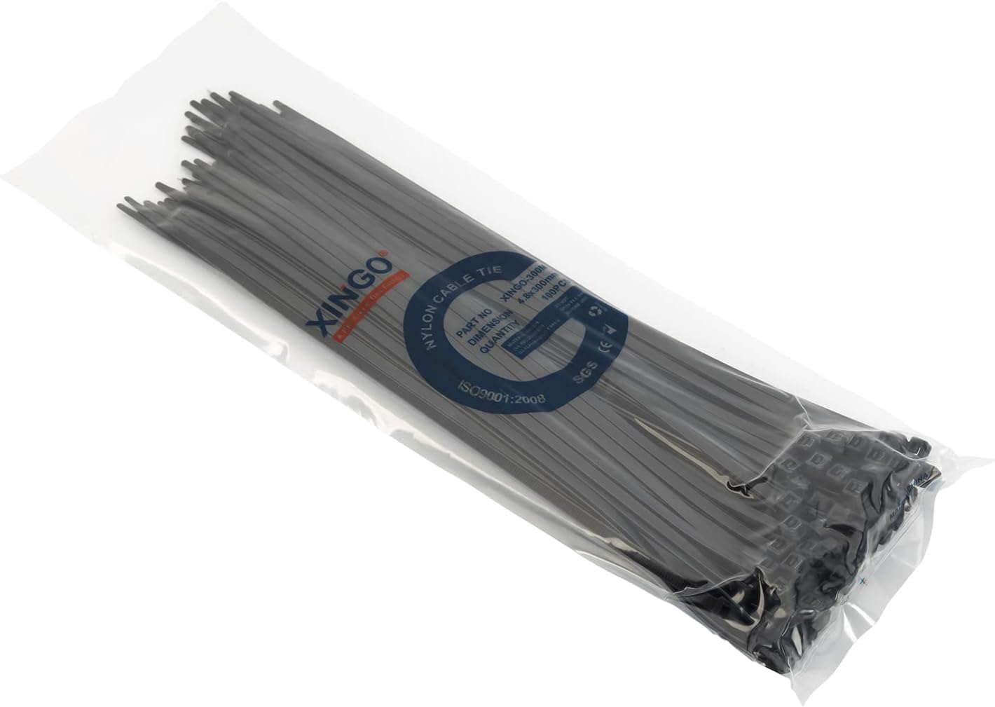 XINGO 100PCS Cable Zip Ties Heavy Duty, Premium Nylon Plastic Wire Ties with 50 Pounds Tensile Strength, Self-Locking Black Nylon Zip Ties for Indoor and Outdoor (12 inch, Black)-VerdiqueGarden